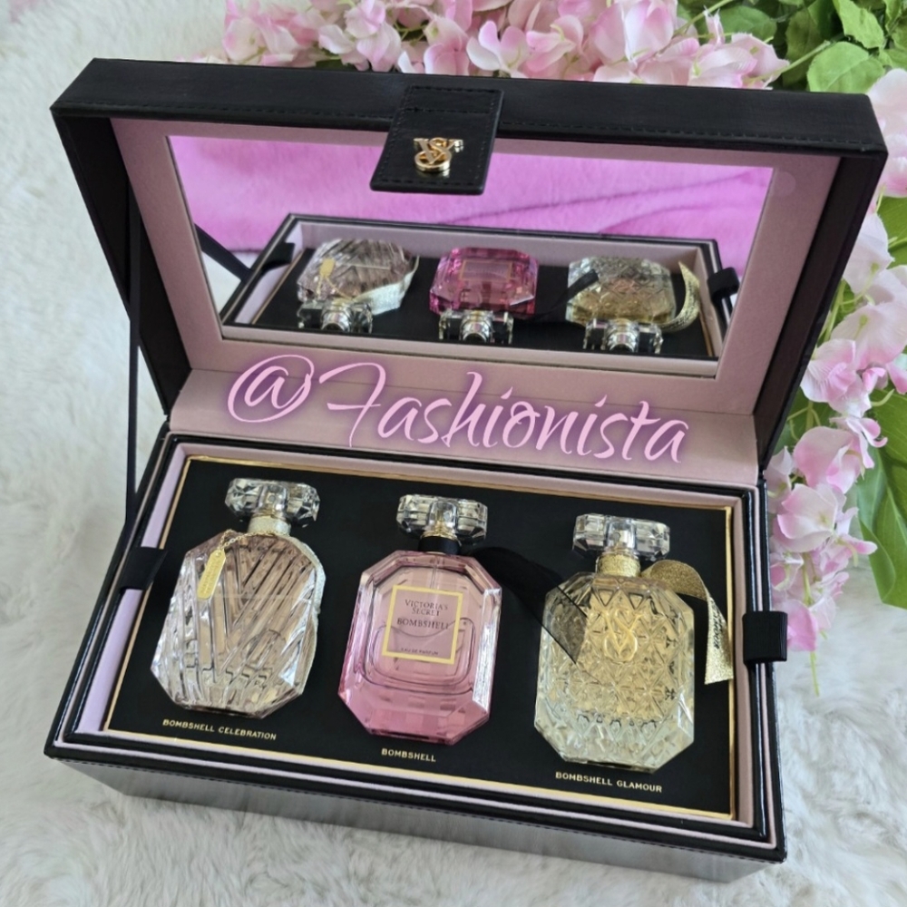 NEW Victoria's Secret BOMBSHELL Fragrance Trio in Black Keepsakes Box